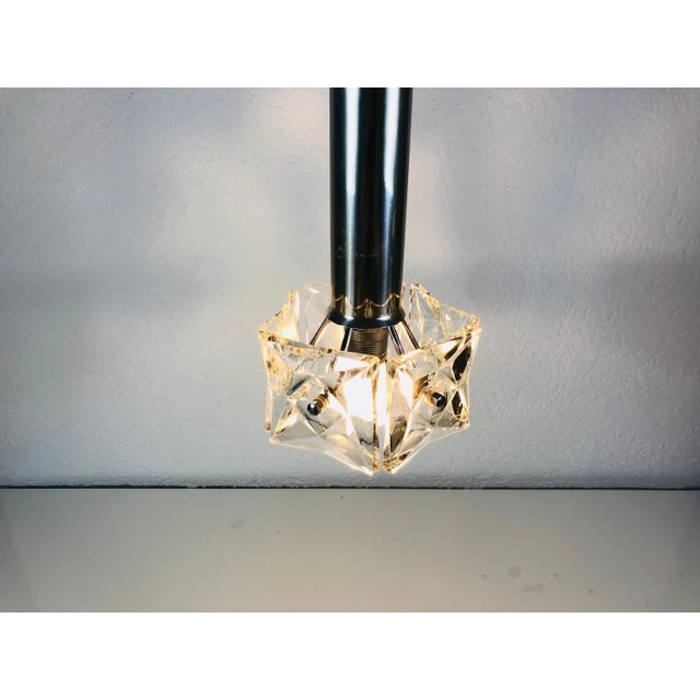 Metal 1960s Kinkeldey Crystal Ice Glass Pendant Lamp, Germany For Sale - Image 7 of 9