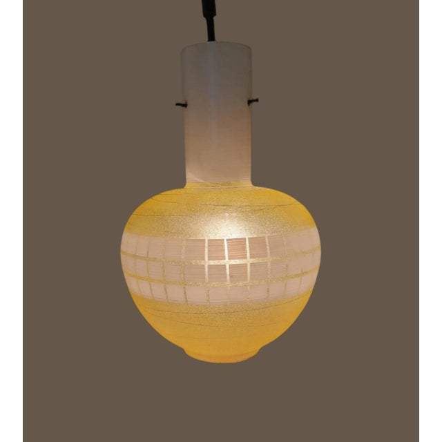 Vintage Yellow Glass Pendant Lamp, 1960s For Sale - Image 4 of 7