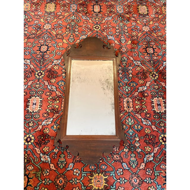 19th-Century American Mahogany Scrollwork Wall Mirror With Original Foxed Glass For Sale - Image 4 of 8