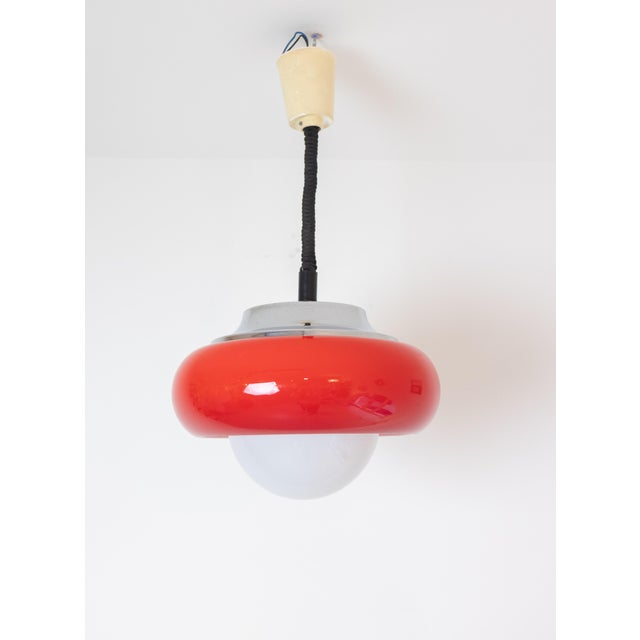 Metal Red Jadran Pendant by Harvey Guzzini For Sale - Image 7 of 7