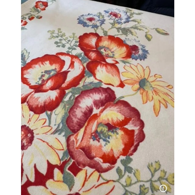 Asian Antique Vintage Floral Linen Bar Towel: Red Poppies, Cottage Kitchen For Sale - Image 3 of 7