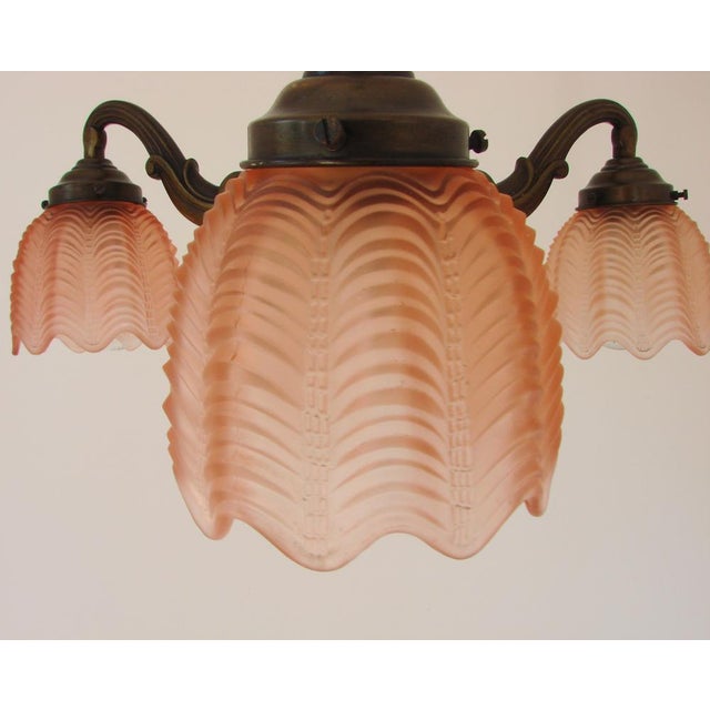 Art Deco Bronze and Glass Chandelier, 1920s For Sale - Image 11 of 12