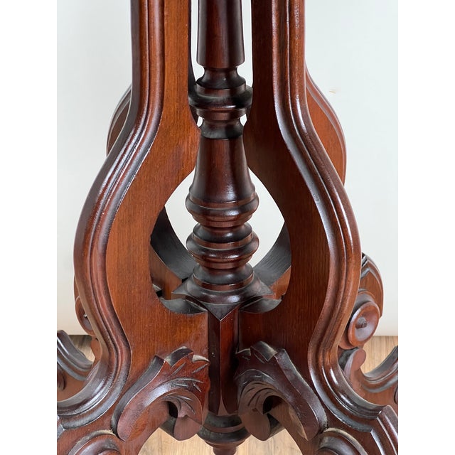 Brown Antique Victorian Walnut Lamp Stand C. Late 19th Century For Sale - Image 8 of 8