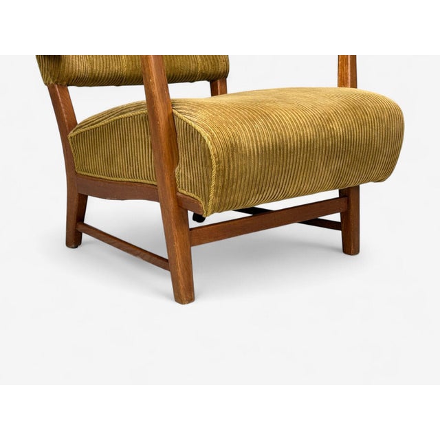Frits Henningsen, Danish Modern, Corduroy, Wood, Lounge Chair, Denmark, 1940s For Sale - Image 12 of 12