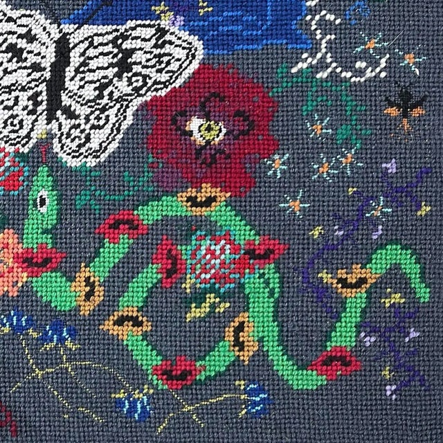 Textile Hand-Embroidered "Nightswimming" Original Needlepoint Canvas, One of a Kind For Sale - Image 7 of 8