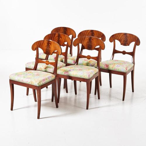 Biedermeier Swedish Dining Chairs in Flame Golden Birch, 1920s, Set of 6 For Sale - Image 4 of 5