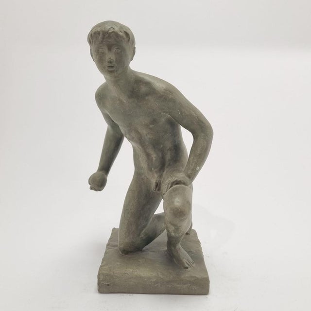 1970s Vintage Terracotta Sculpture Ball Thrower by Róza Pató, 1980s For Sale - Image 5 of 12