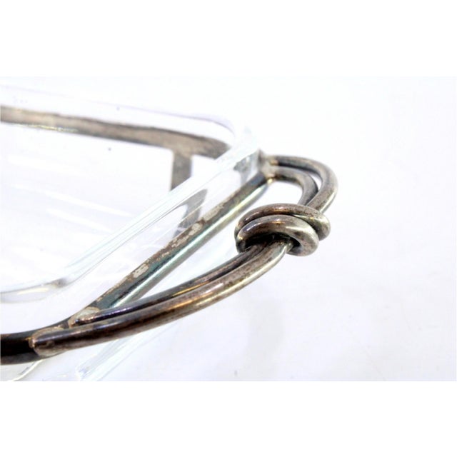Glass Ring with Silver Structure and Knot-Shaped Handles For Sale - Image 3 of 7