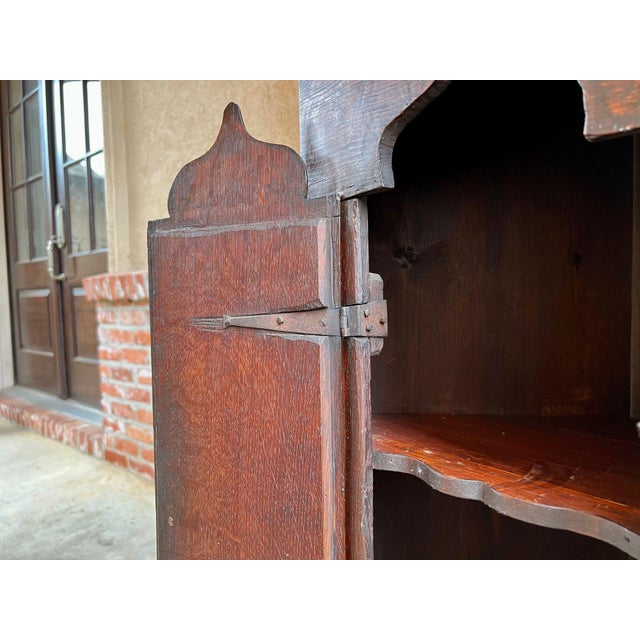 Antique English Oak Wall Corner Cabinet Georgian Hanging Cupboard Gothic C1790 For Sale - Image 18 of 18