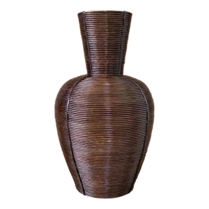 Vintage Coastal Palecek Pencil Reed Rattan Vase