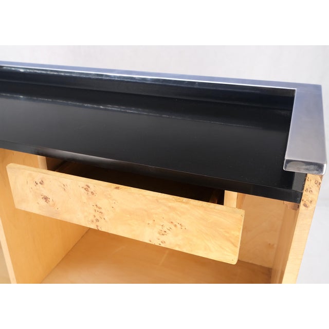 Milo Baughman Decor Burl Walnut & Chrome Mid-Century Modern Liquor Serving Bar For Sale - Image 17 of 18