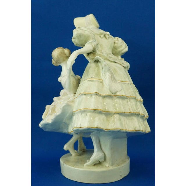 19th Century Art Nouveau Ceramic Sculpture of Dancing Girl & Mother by F. Gruber for Goldscheider, Austria For Sale - Image 5 of 18