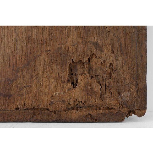 Brown Gothic Carved Oak Relief Panel, France, 15th Century For Sale - Image 8 of 10