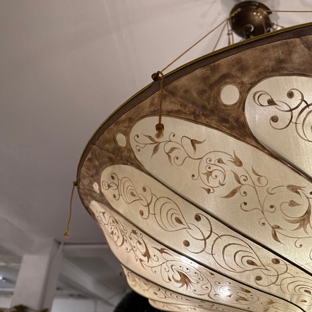 Feneri Lighting & Co. Fortuny-Style Hand-Painted Light Pendant, Vintage For Sale - Image 12 of 12