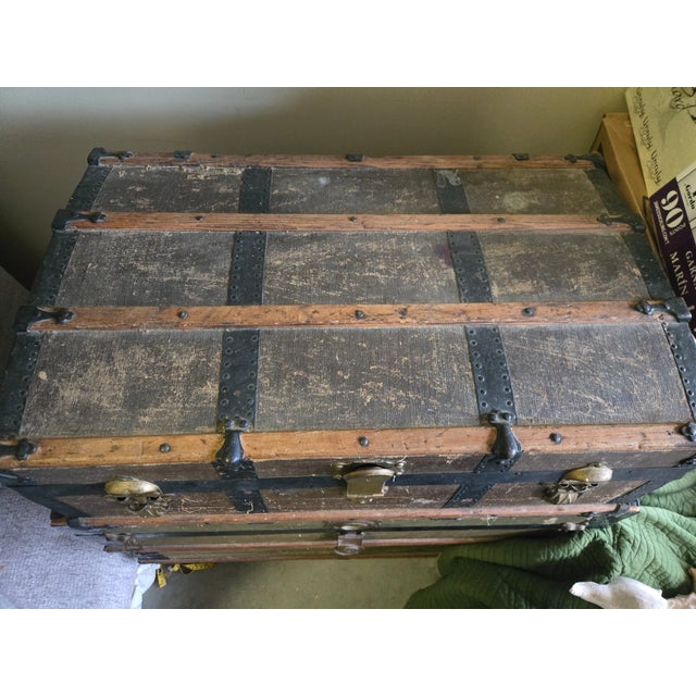 Antique Small Steamer Trunk For Sale - Image 4 of 8