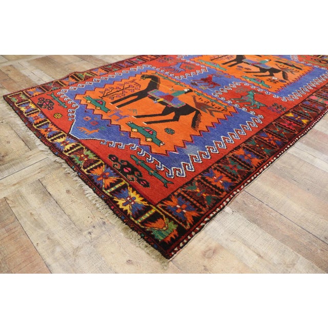 Vintage Persian Gharabagh Pictorial Rug - 04'05 x 07'04 For Sale In Dallas - Image 6 of 9