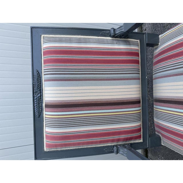 Armchair in Gray Lacquered Wood and Striped Rubelli Fabric For Sale - Image 3 of 11