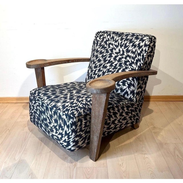 Beige Art Deco Limed Oak Club Chair from De Coene, Belgium, 1930s For Sale - Image 8 of 18