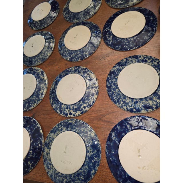 Vintage Collection of Bennington Blue Agate Cups and Saucers For Sale - Image 11 of 14