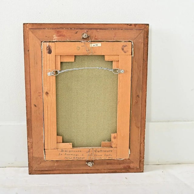 1980s French Vintage Framed Portrait of a Lady Swimming For Sale - Image 5 of 8