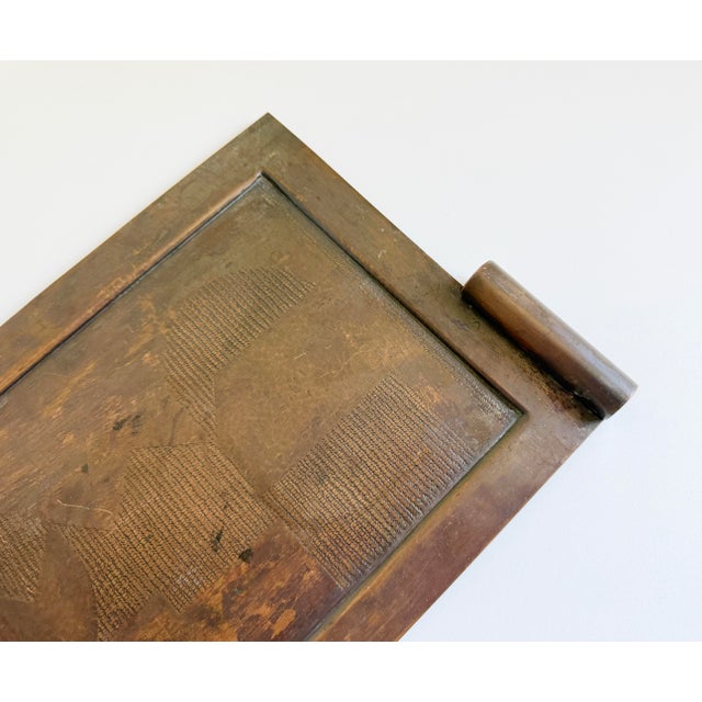 Brutalist Bronze Tray With Geometric Relief, 1960s For Sale - Image 13 of 14