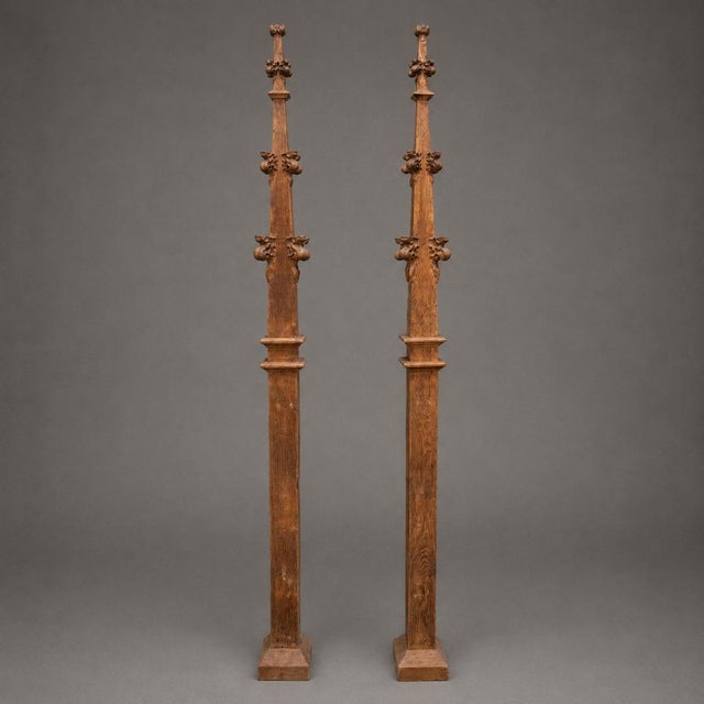 French 19th Century French Carved Oak Church Spire (Set of 2) For Sale - Image 3 of 5