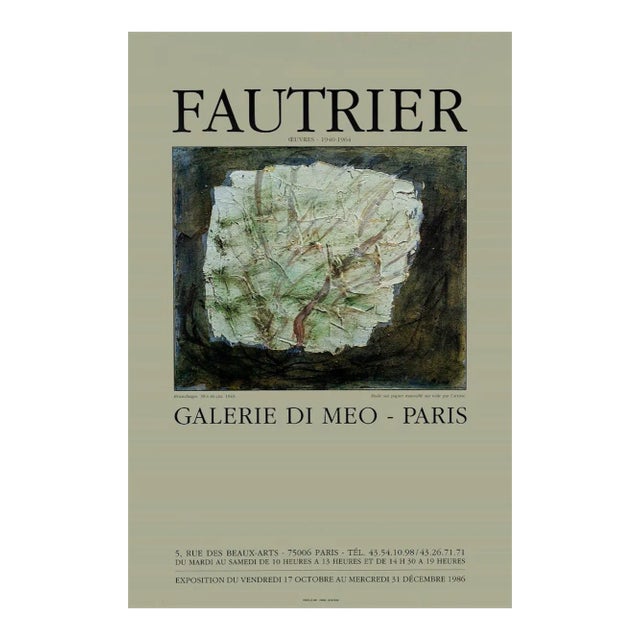 Fautrier - Exhibition Poster Galerie Di Meo - 1986 1986 For Sale