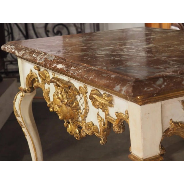 Early 18th Century Painted Italian Console Table With Rouge Royal Marble Top For Sale - Image 9 of 13