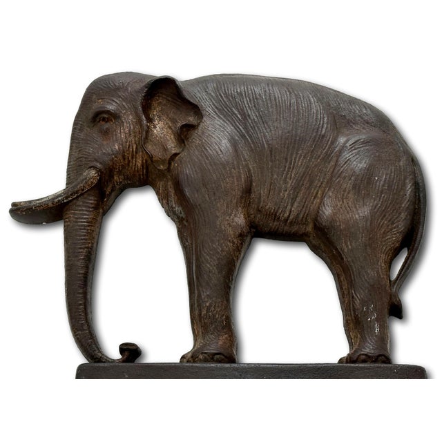 Oxblood Red Hard to Find Large Antique American Cast Iron Standing Elephant Doorstop by Bradley & Hubbard - Circa 1920s For Sale - Image 8 of 12