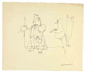 Mino Maccari, Belittled, Ink Drawing, 1960s