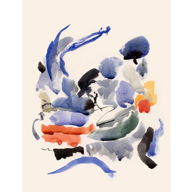 "Blue Notes No. 6", Midcentury Abstract Painting - 24" X 30" For Sale