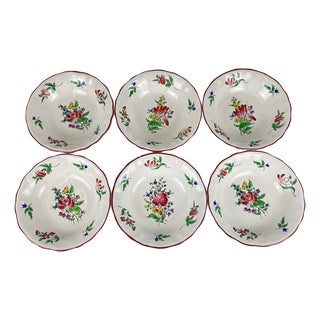 Streetlight Bowls with Tulip and Rose Pattern from KG Lunéville, 1980s, Set of 6 For Sale