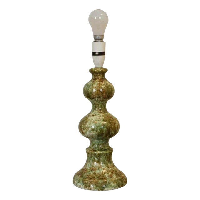 Vintage Green Marble Effect Ceramic Table Lamp For Sale
