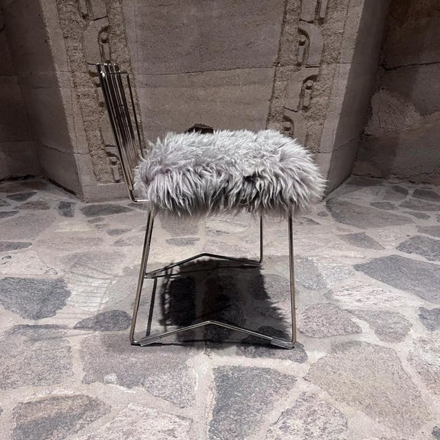 AMBIANIC presents Folding Brass Chair Furry Upholstery Composed of brass-plated steel Back rest folds in front. Gray...