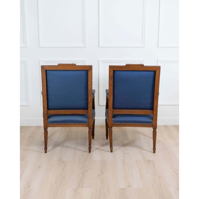 Mid 20th Century Set Of Four Louis XVI Style Armchairs In Natural Wood For Sale - Image 10 of 18