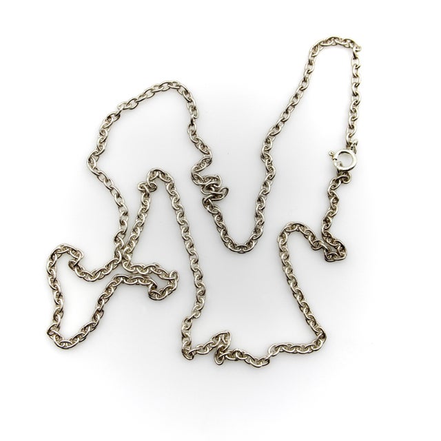 Traditional 1900-1909 Edwardian Sterling Silver Handmade Chain For Sale - Image 3 of 5