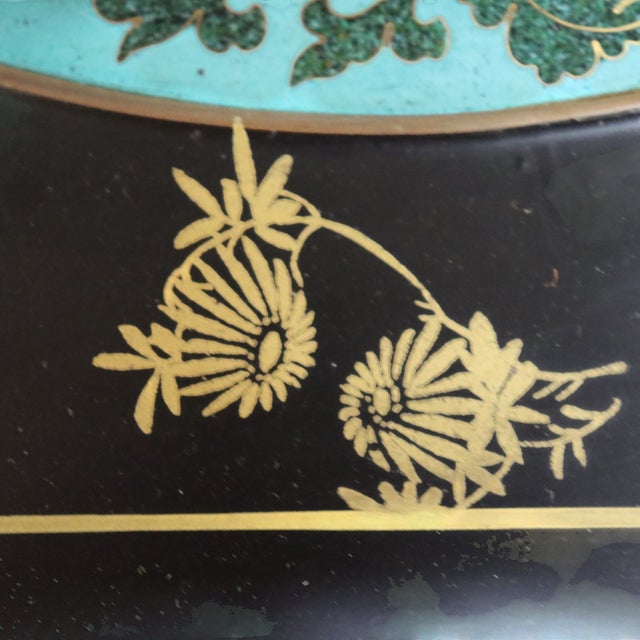Vintage Chinese Ebonized, Polychromed & 3 Cloisonne Disk Coffee Table 20thC For Sale - Image 14 of 18