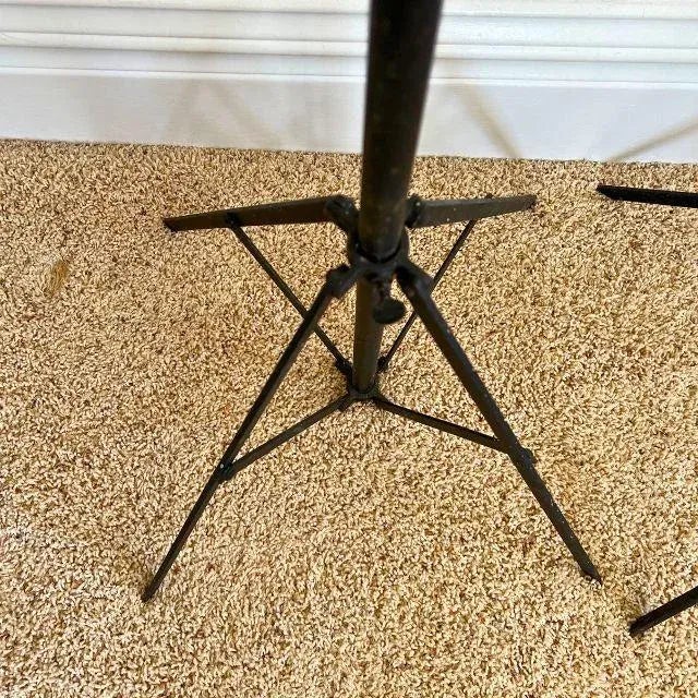 Mid-Century Adjustable, Wrought Iron Tripod Plant Stands, Indoor/Outdoor, Pair For Sale - Image 4 of 12