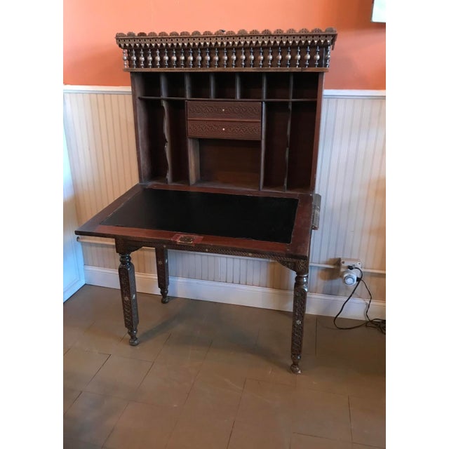 Antique Secretary Morocan-Victorian Style Inspired Desk with Intricate Detailing and Sturdy . Comes with Key for Drop Down...