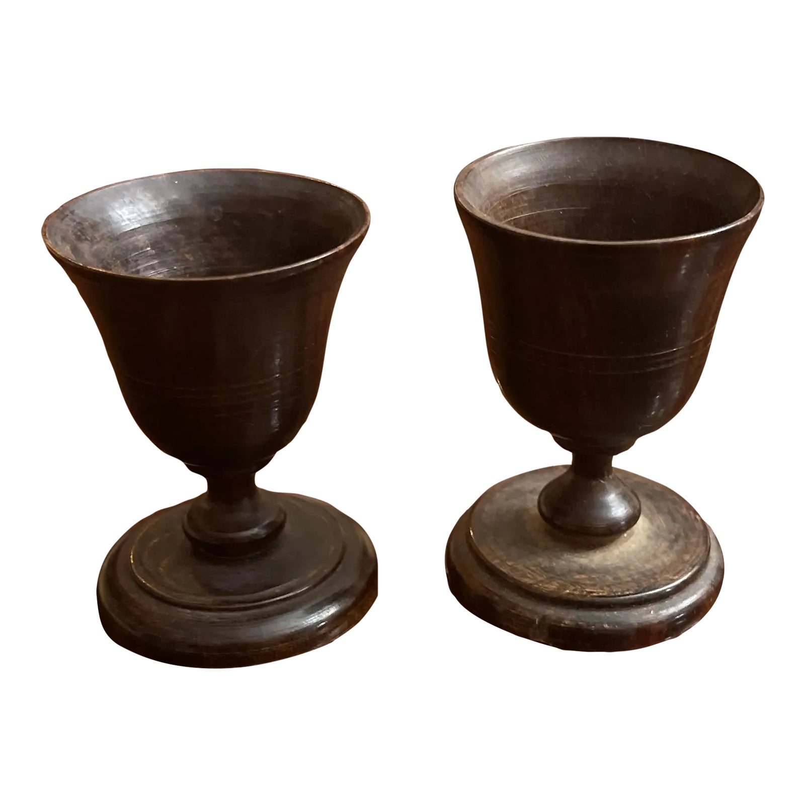 Late 19th Century Hand Turned Mahogany Treenware Chalices- a Pair ...