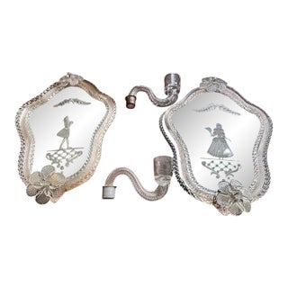 Pair Venetian Glass Sconces For Sale
