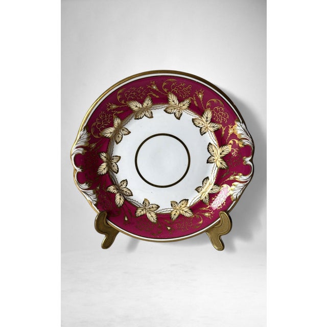 Maroon Napoleon III Pair of French “Porcelaine De Paris” Dessert Trays For Sale - Image 8 of 18