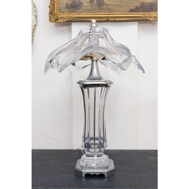 Art Deco Pair of Mid-Century Transparent Glass Lamps For Sale - Image 3 of 8