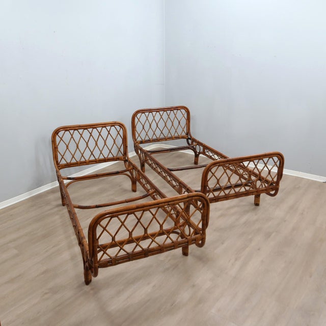 Mid-Century Modern Mid-Century Italian Rattan Malacca Daybeds by Franca Helg, 1950s, Set of 2 For Sale - Image 3 of 13