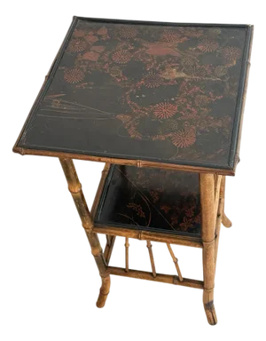 Antique Bamboo and Japanese Laquered Table