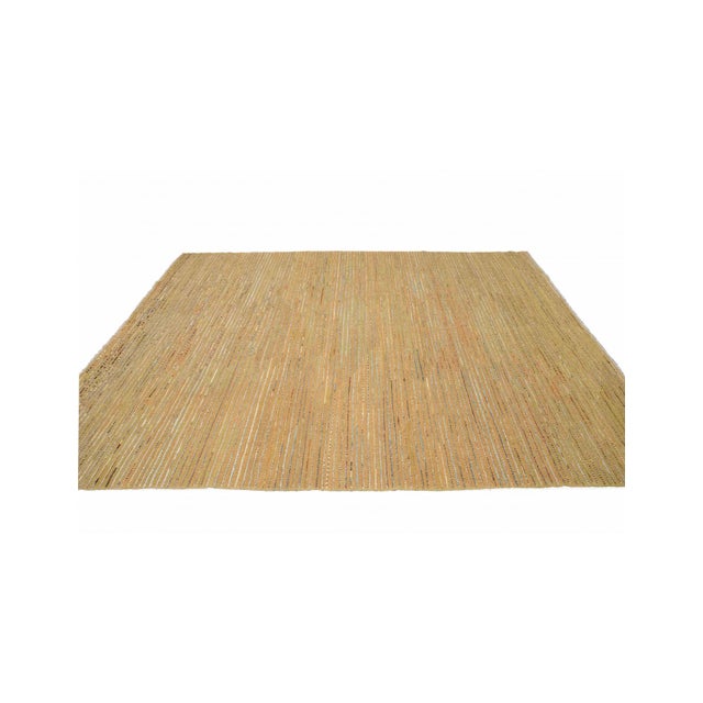 Mid-Century Modern Gold Modern Hand Knotted Wool Rug For Sale - Image 3 of 7