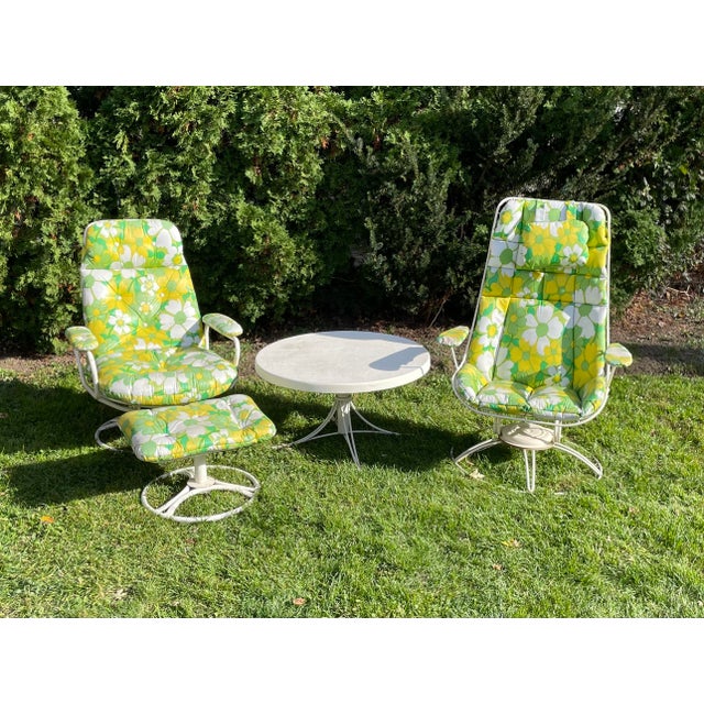 Vintage Homecrest Outdoor Patio Furniture Set 2 Tables 6 Chairs Swivel