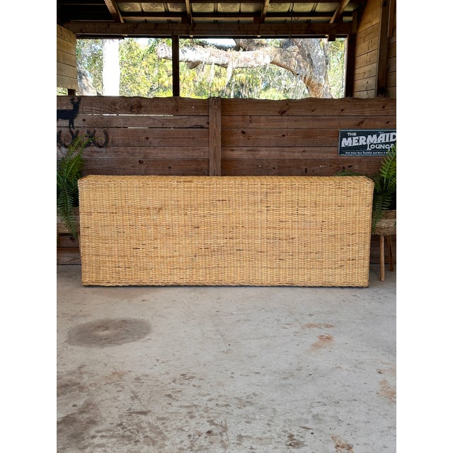 Monumental Organic Modern Rattan Braid Floating Console Table For Sale - Image 12 of 12