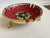 Gorgeous red black and gold mosaic glass tile and brass footed bowl hand wrought by Mexican artist Salvador Teran....