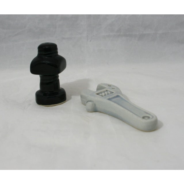 1950s Vintage 1950s Ceramic Wrench Nut & Bolt Salt & Pepper Shakers For Sale - Image 5 of 9